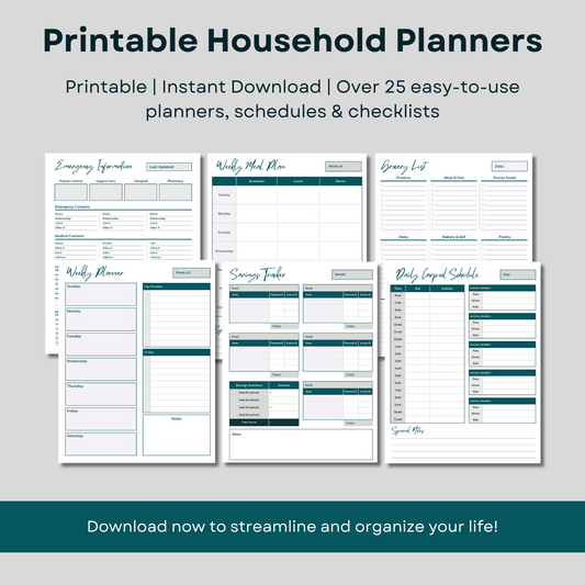 Household Planning Bundle | Printable | Planners, checklists and schedules