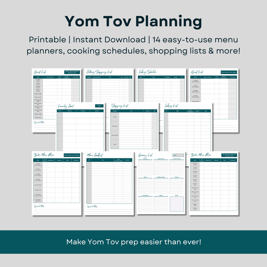 Yom Tov 2024 Printable planners for Rosh Hashana, Yom Kippur and Succos