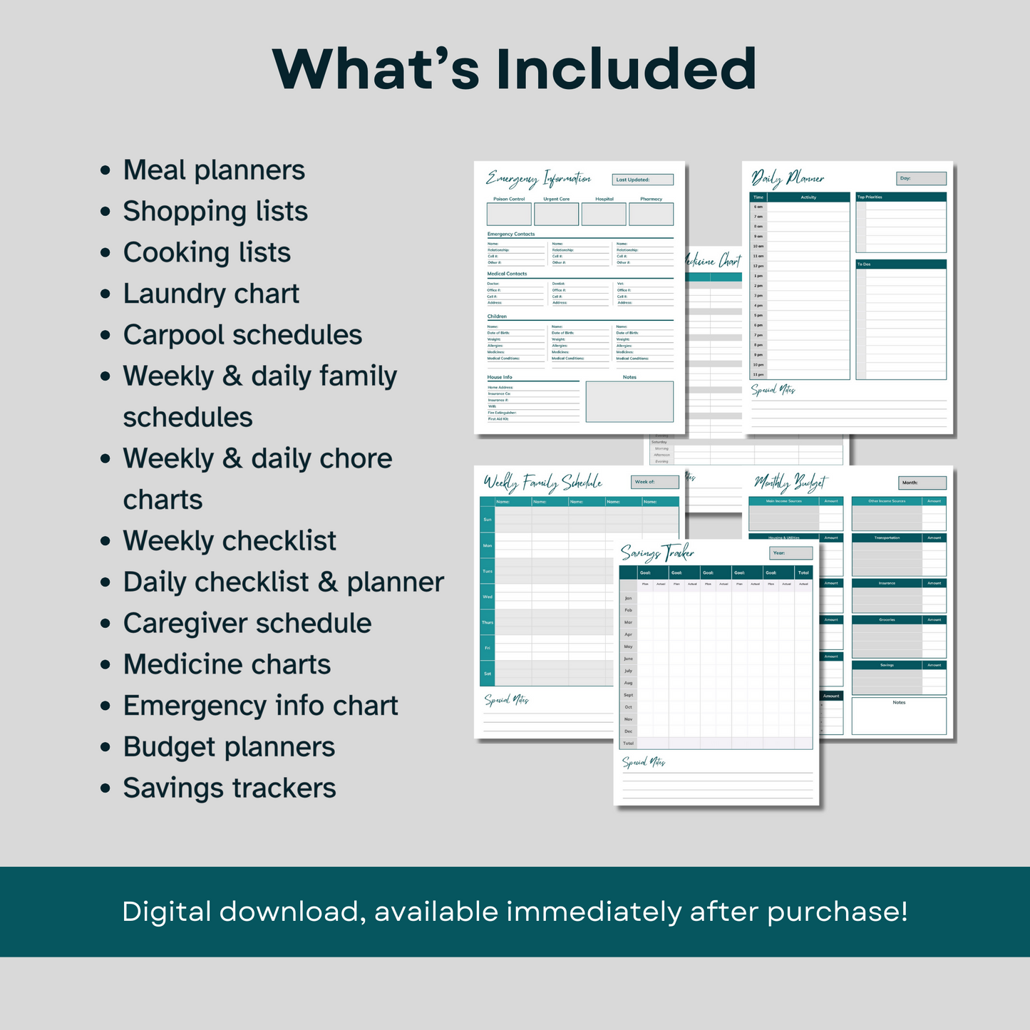 Household Planning Bundle | Printable | Planners, checklists and schedules