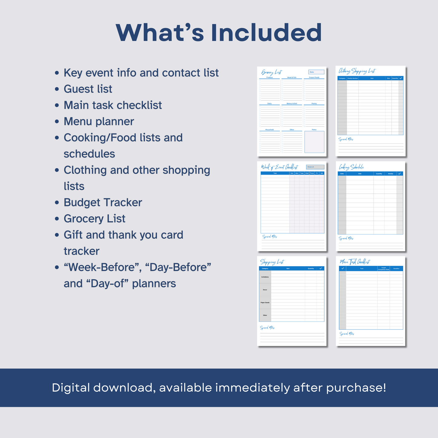 Event Planning | Printable bundle of schedules, checklists and planners to help organize your event