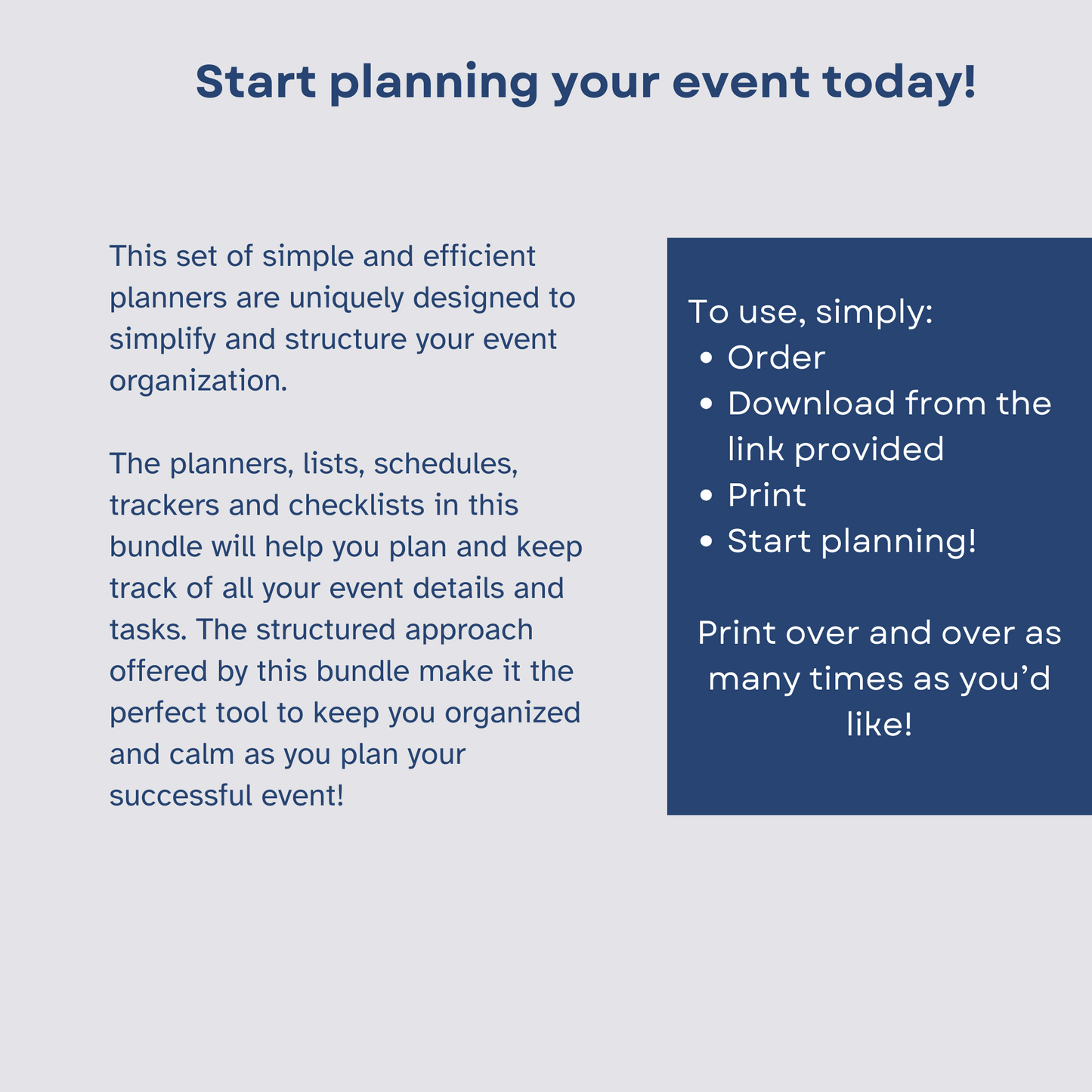 Event Planning | Printable bundle of schedules, checklists and planners to help organize your event