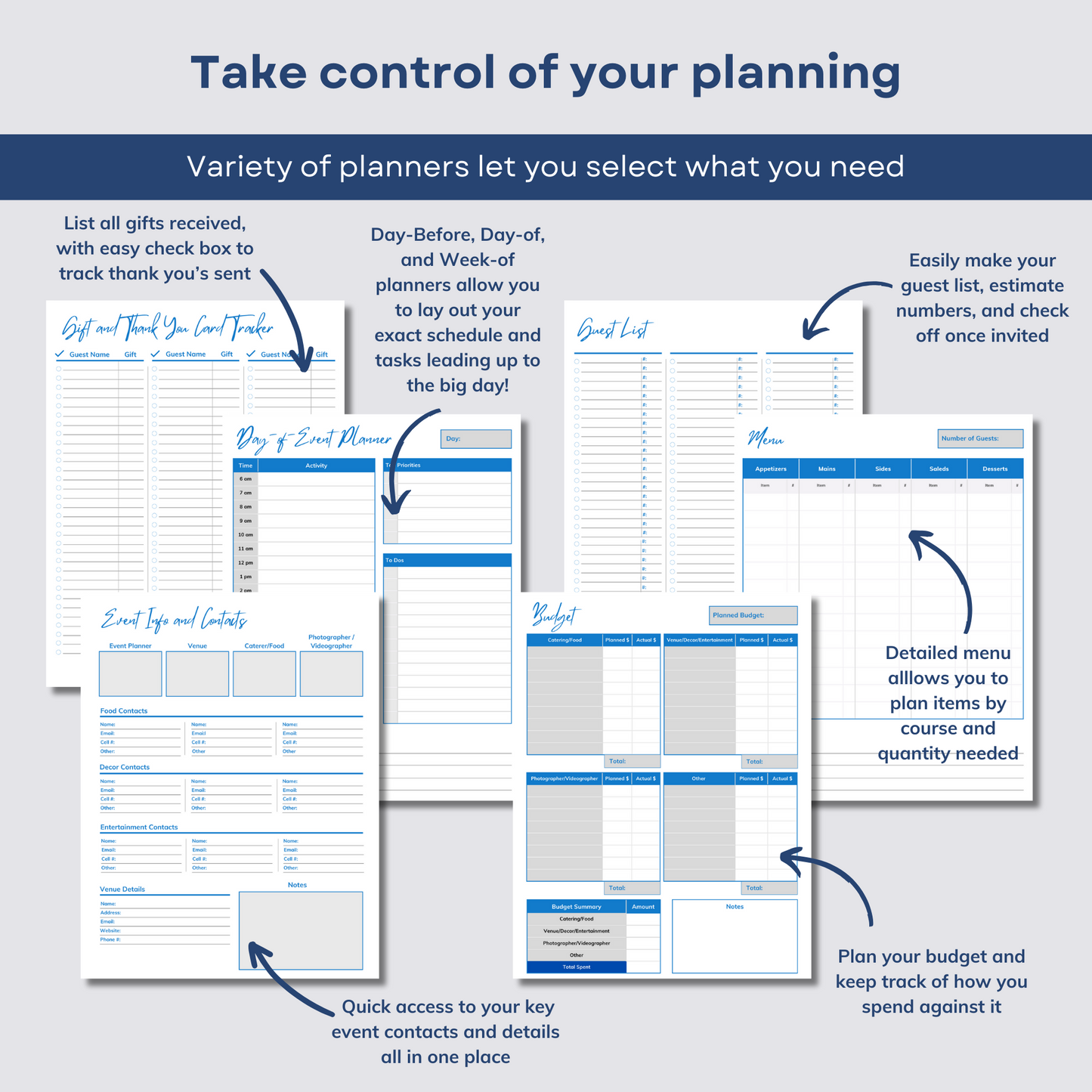 Event Planning | Printable bundle of schedules, checklists and planners to help organize your event